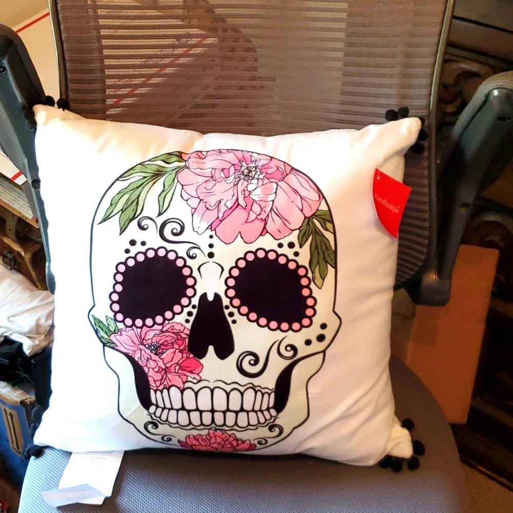 NEW Skull design throw pillow 18x18 - NEW WITH TAGS